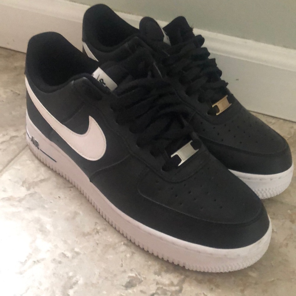black & white Nike air force ones